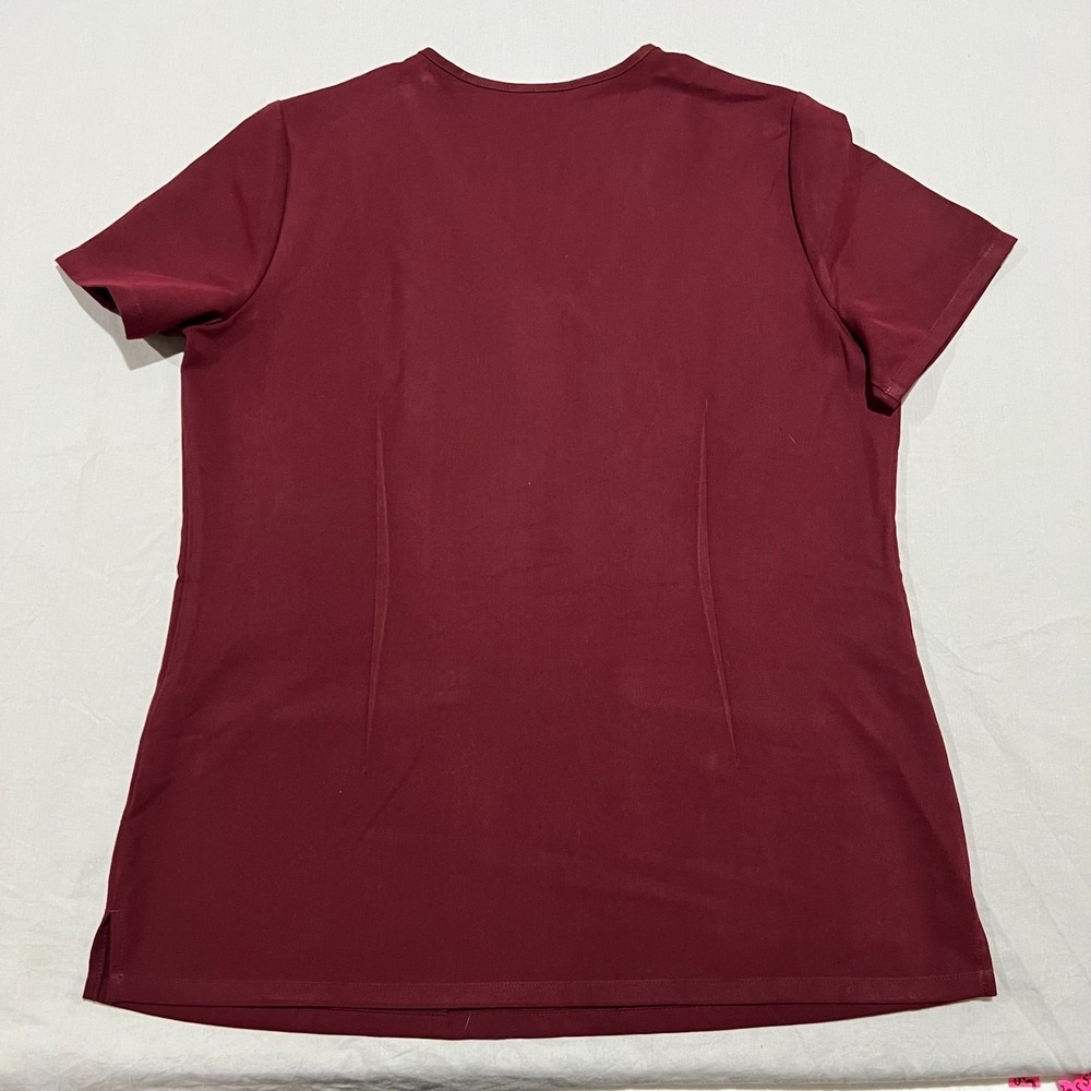 FIGS Womens Burgundy Casma Three-Pocket V-Neck Medical Scrub Top Small - Picture 2 of 4